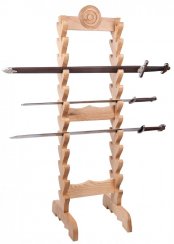 Veľký drevený stojan na meče a dýky