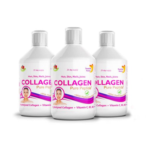 99-dňový udržiavací program na vlasy, nechty, pleť a kĺby so Swedish Nutra Collagen 5000 Pure Peptide 3x500 ml