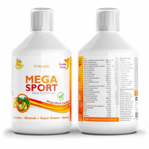 Swedish Nutra Mega Sport výživový doplnok pre športovcov 500 ml
