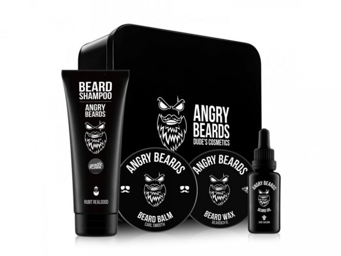 Angry Beards Veľká sada na bradu a fúzy - Variant: Olej Christopher the Traveller, balzam Steve the CEO